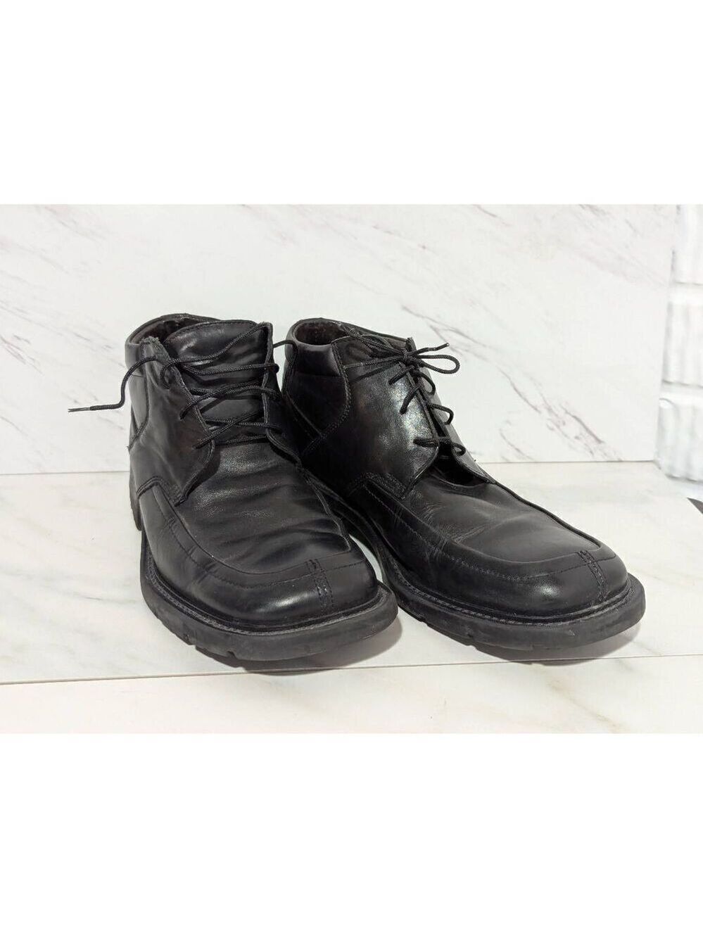 Kenneth Cole Reaction Men's Black Solid Leather High-Top Dress Shoe Size 8